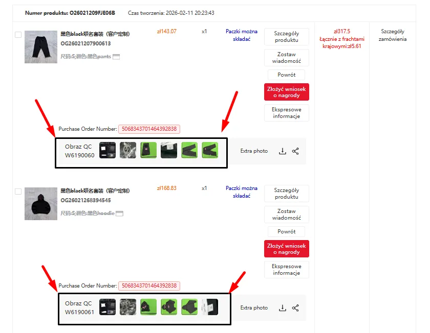 Kakobuy Itemy Zdjęcia QC
